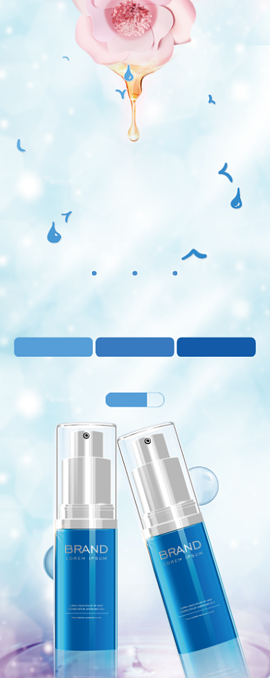 蓝色小清新秋季补水护肤品化妆品展架背景