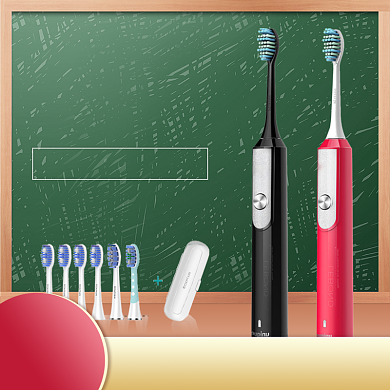 开学季绿色小清新电动牙刷促销主图背景