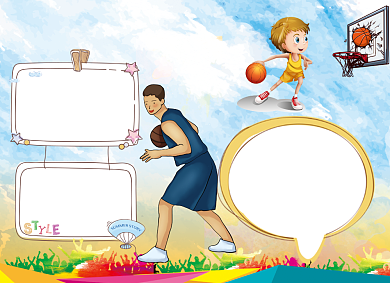 卡通篮球风云电子手抄报小报背景