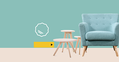 北欧实木沙发简约布艺海报原木色背景