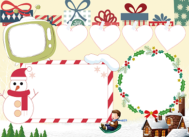 圣诞节快乐手抄报黑白线描小报背景