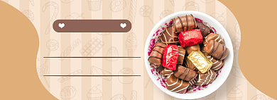 七夕情人节巧克力甜品零食促销banner背景