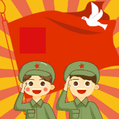 八一建军节卡通简约插画公众号次图背景