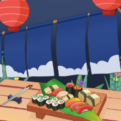 日式料理美食简约插画公众号次图背景