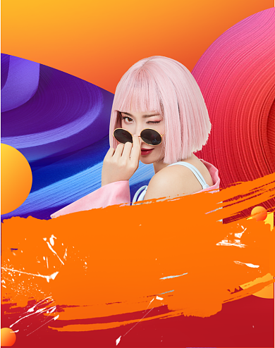 时尚拼色风格热门直播运营宣传竖版海报背景