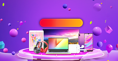 紫色数码产品手机电脑造物节海报背景