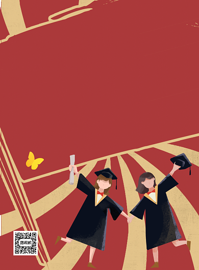 红色夏季高考毕业季毕业典礼学校海报背景