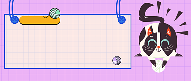 紫色卡通撸猫周末公众号首图背景