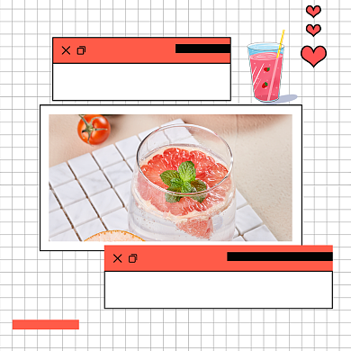 卡通创意美食饮料新品上新方形配图背景