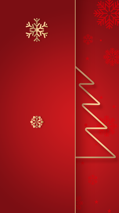 圣诞节贺卡祝福红金手机海报背景