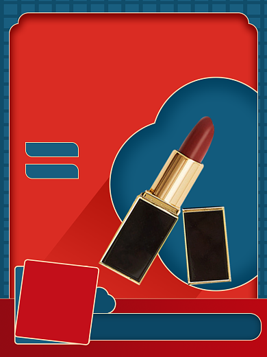 复古风红蓝撞色系美妆洗护用品电商主图背景