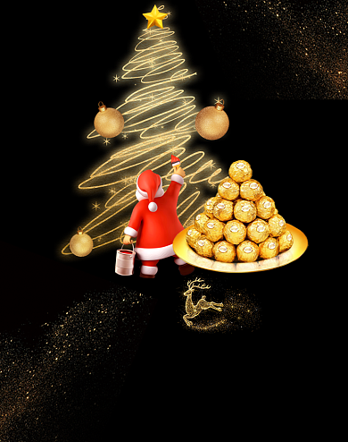 黑色圣诞欢乐购巧克力海报背景