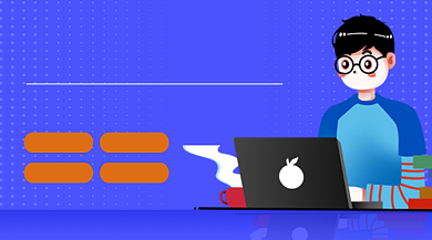 蓝色卡通高级UI设计进阶班课程封面背景