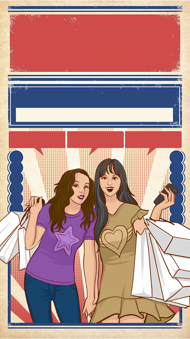 限时清仓创意手绘打折优惠手机海报背景