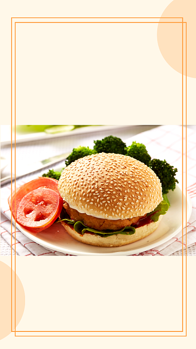 黄色简约餐饮美食汉堡促销文章配图背景