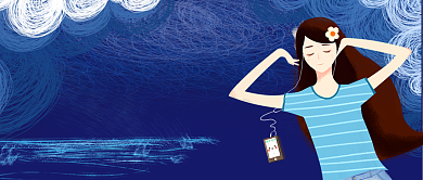 夜听情感节目插画风公众号首图背景