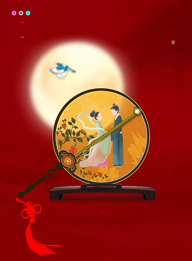 中国风七夕古扇创意海报背景