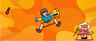 防暑攻略手绘卡通公众号首图背景