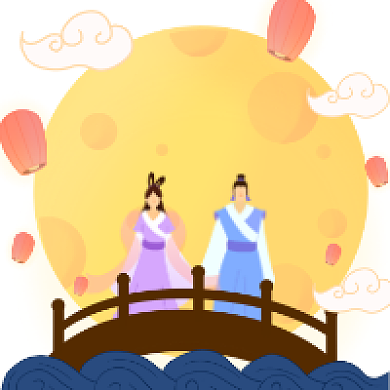 七夕情人节简约插画公众号次图背景