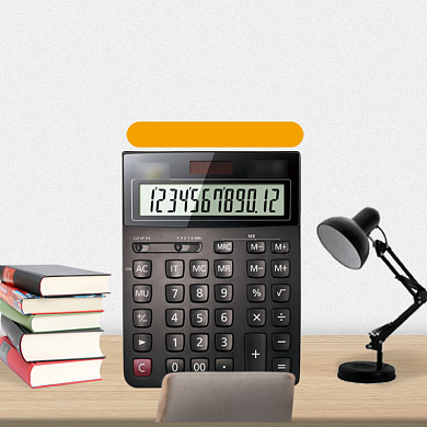 简约时尚小白体计算器文具办公学习用品主图背景