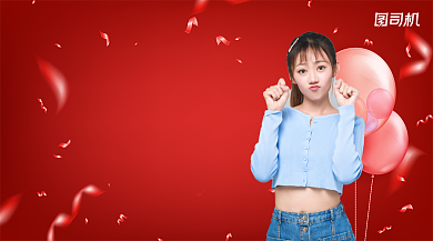 生日快乐贺卡清新红色手机横图背景