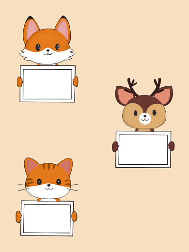 卡通创意小动物手持拍照KT板背景