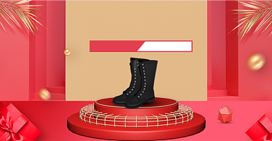 秋冬时尚靴子电商横版海报背景