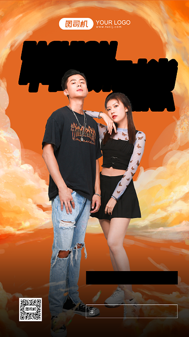 时尚风服装大促手机海报背景