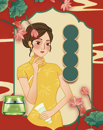 化妆品国潮国货全新上市竖板海报背景