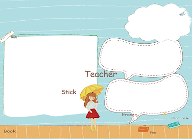 清新卡通英语电子小报手抄报背景