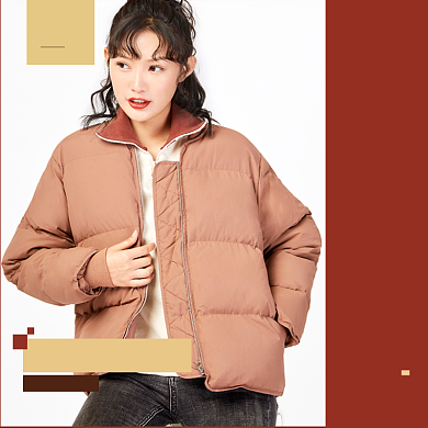 暖衣迎新节橙色女装羽绒服棉服冬上新主图背景