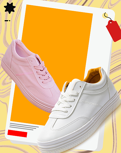 男士小白鞋双十二促销潮酷海报黄色背景