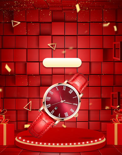 红色喜庆天猫双十二海报背景