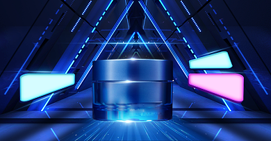 国庆焕新周蓝色炫酷美妆护肤活动海报背景