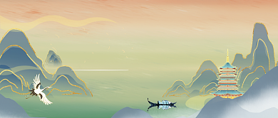 中国风国潮鎏金雷峰塔渐变微信用图背景