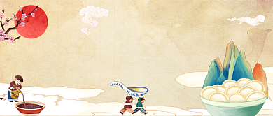 冬至饺子手绘卡通公众号首图背景