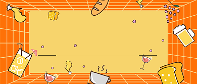 橙色卡通美食攻略公众号首图背景