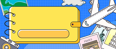 卡通旅游推荐公众号首图背景