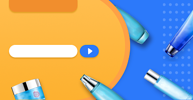 蓝色进口尖货美容美妆直播海报背景