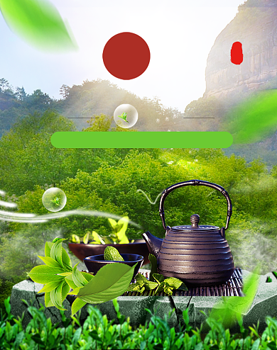 绿色大气武夷山大红袍茶叶海报背景
