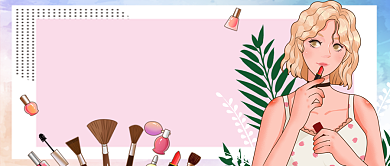夏季美妆新品手绘卡通公众号首图背景