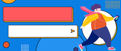 蓝色手绘孟菲斯走路走路常识公众号首图背景