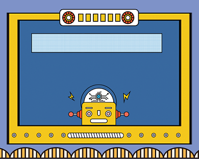 机器人编程手绘卡通小程序封面背景