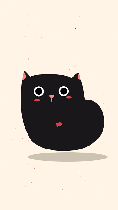 黑猫插画喵简约手机壁纸背景