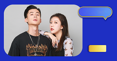 蓝色时尚情侣男装活动促销海报背景