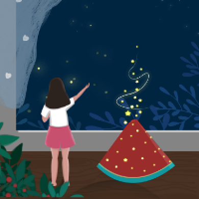 处暑节气卡通插画公众号次图背景