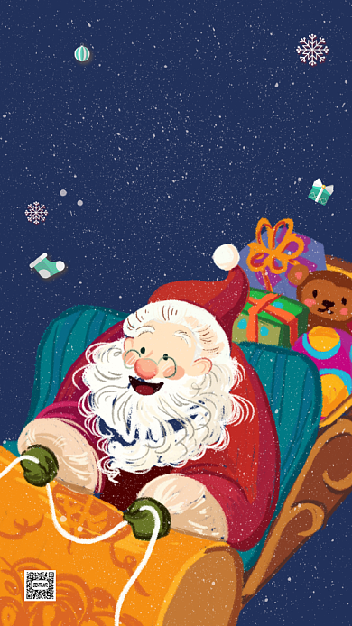 圣诞节祝福贺卡插画手机海报背景