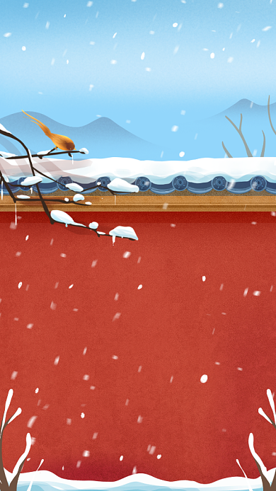 降温通知温馨插画手机海报背景