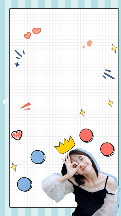 可爱女生手绘简约直播竖版视频背景