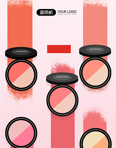 通透自然双色腮红竖版海报背景